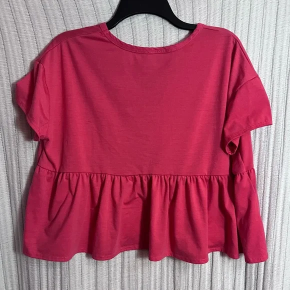 Olivia Rae Raspberry Ruffle Short Sleeve Top - Picture 4 of 4